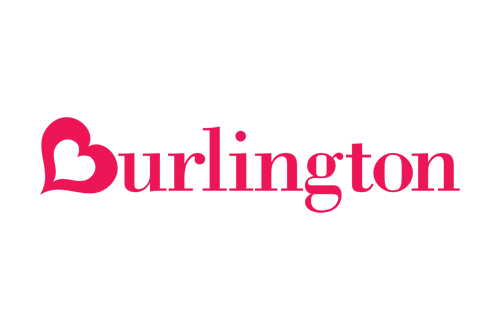 Burlington Coat Factory Logo - Hot pink serif type with a heart in place of letter B