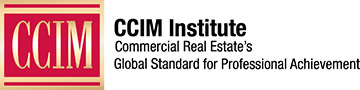 CCIM Logo - Red square with serif type inside with gold gradient and black sans-serif type to right