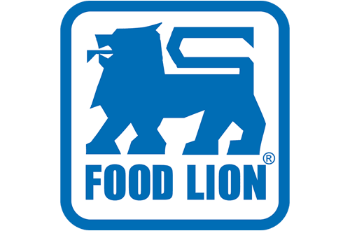 Food Lion Logo - Blue sans-serif type and lion icon inside blue square with rounded corners