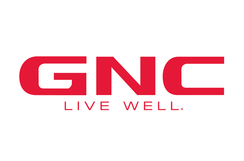 GNC Logo - Red uppercase sans-serif type
