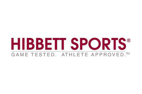 Hibbett Sports Logo - Red uppercase sans-serif type with gray type below