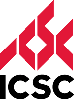 ICSC Logo - Red diamond pattern above black uppercase sans-serif type