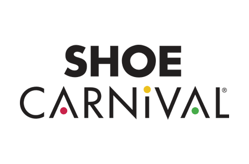 Shoe Carnival Logo - Black sans-serif type colored dots between type