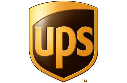 UPS Logo - Gold and brown shield with UPS inside