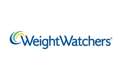 Weight Watchers Logo - Blue serif type with blue, green, and yellow swoosh above w