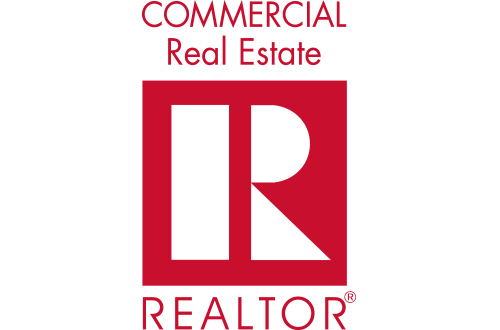 Commercial Real Estate Realtor Logo - Red sans-serif type with white R inside red square