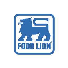 Food Lion Logo - Blue sans-serif type and lion icon inside blue square with rounded corners