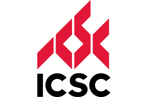 ICSC Logo - Red diamond pattern above black uppercase sans-serif type